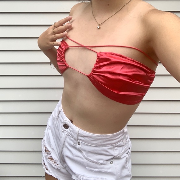 Satin Front-Tie Top - size Small - LIKE NEW! - Picture 4 of 5